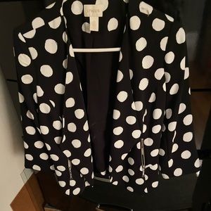 Black and white silk polka dot jacket size small